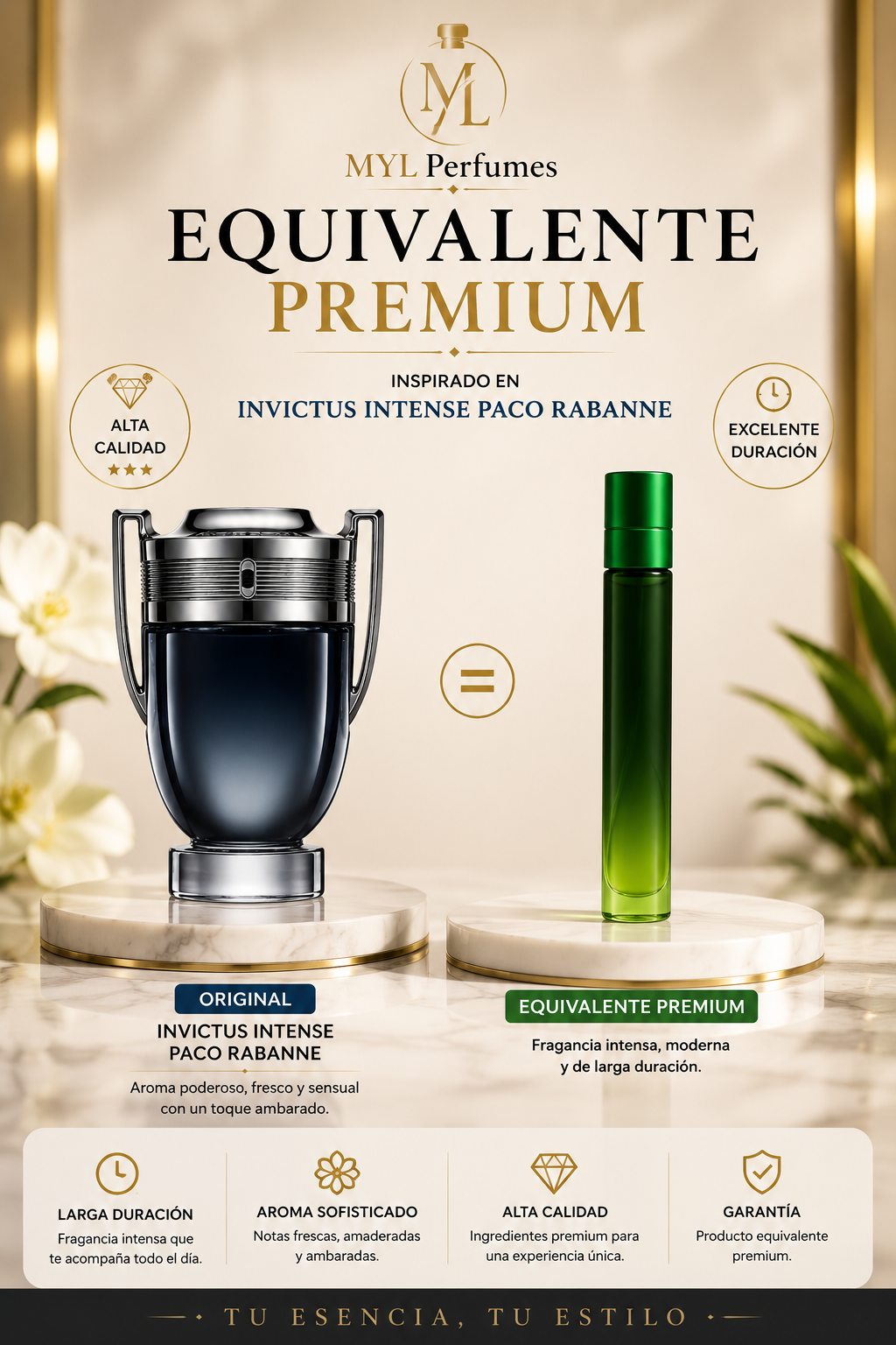 Perfume Invictus Intense — Equivalente Premium de Paco Rabanne